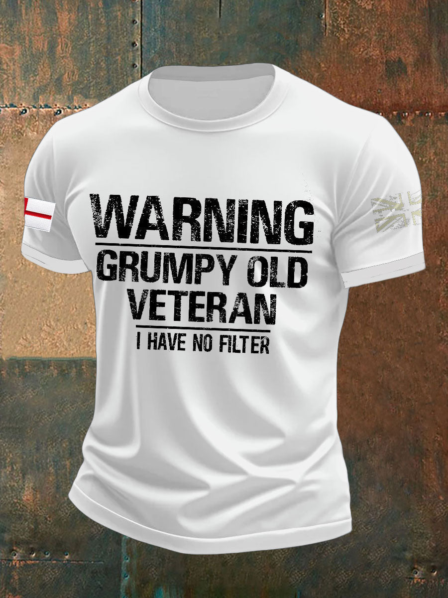 Men's Royal Navy Grumpy Old Veteran Printed T-shirt