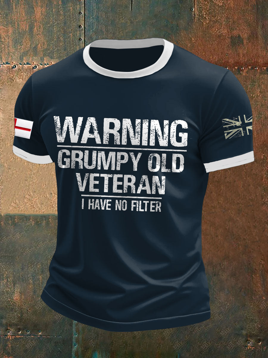 Men's Royal Navy Grumpy Old Veteran Printed T-shirt