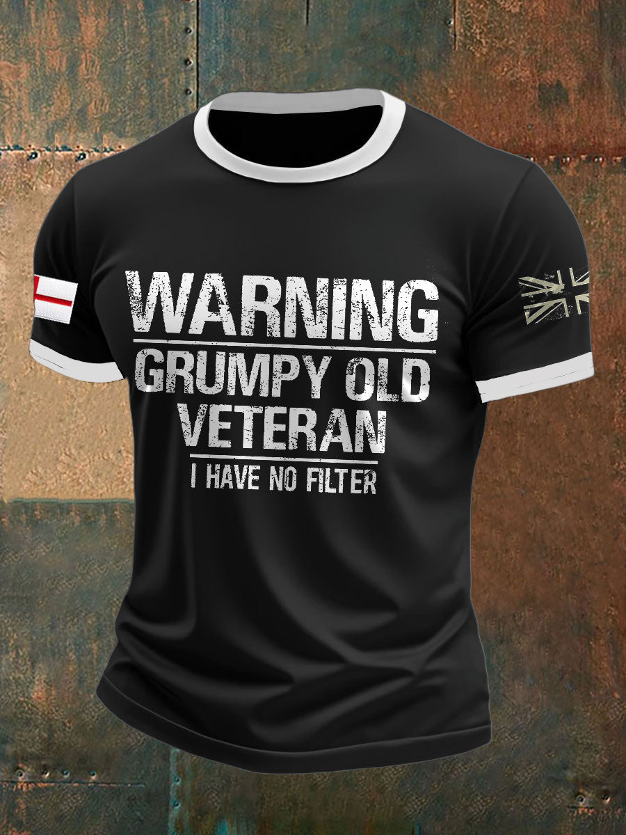 Men's Royal Navy Grumpy Old Veteran Printed T-shirt