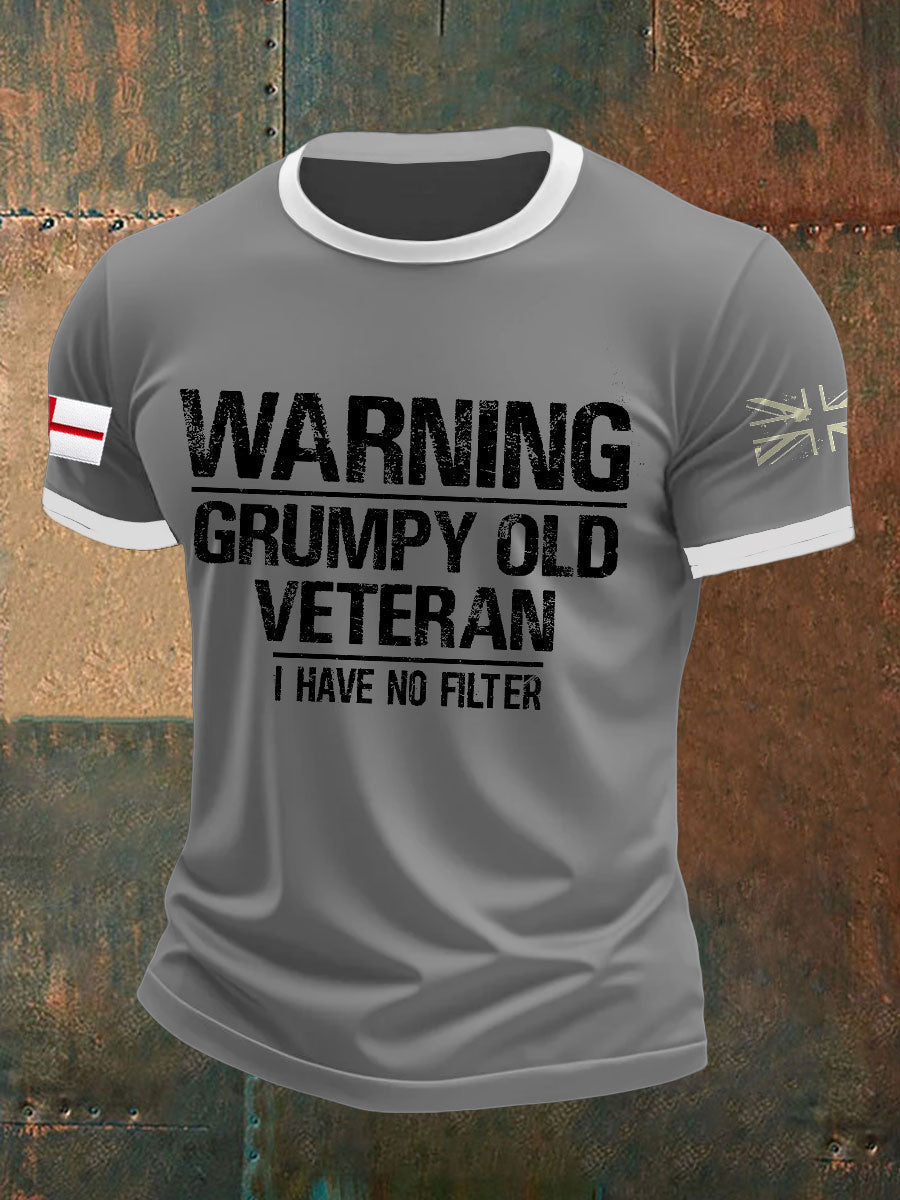 Men's Royal Navy Grumpy Old Veteran Printed T-shirt