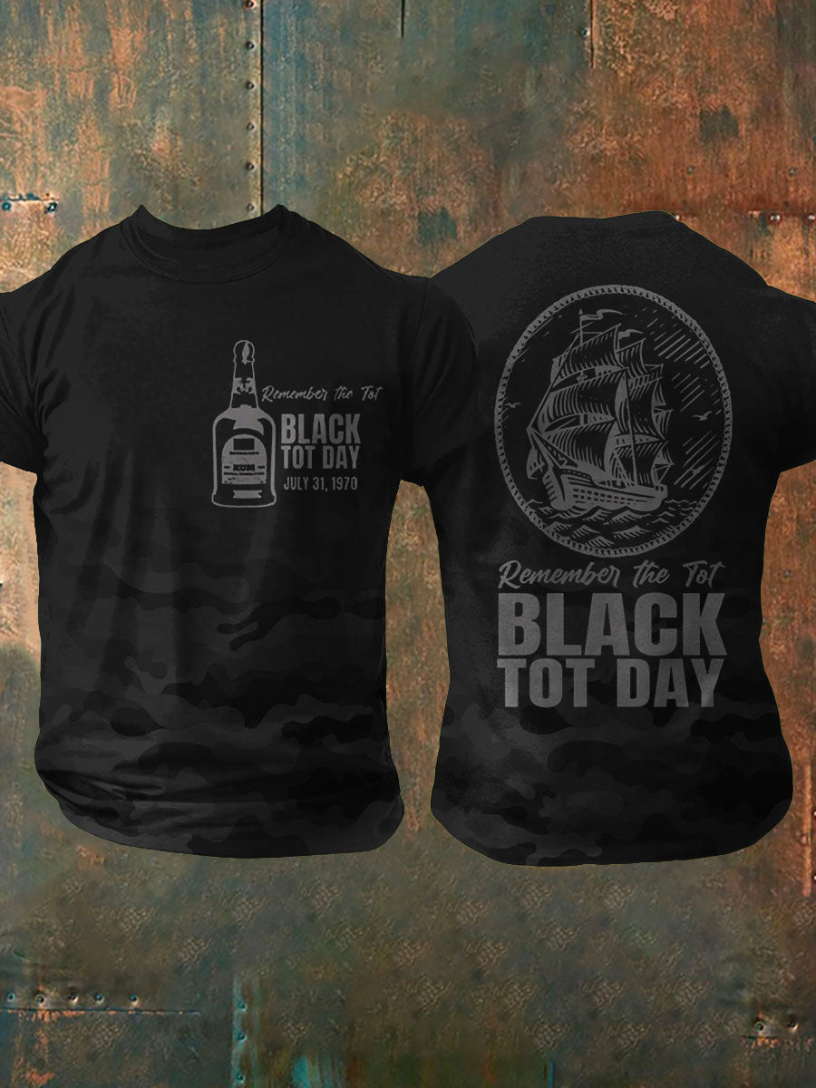 Men's Royal Navy Veteran Rum Black Tot Day Printed T-shirt