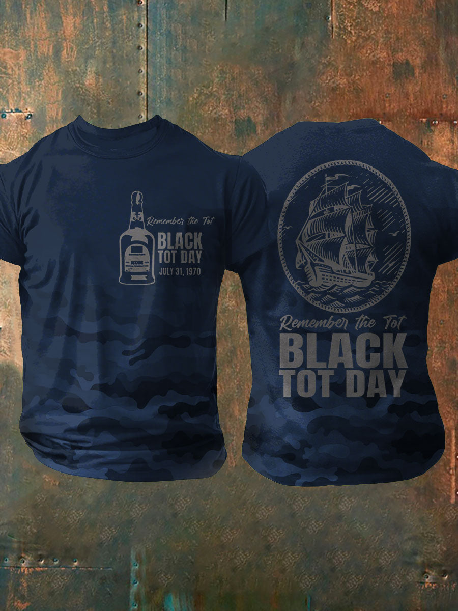 Men's Royal Navy Veteran Rum Black Tot Day Printed T-shirt