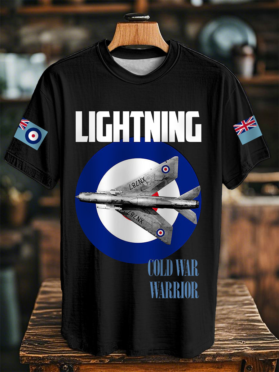Unisex Lightning Cold War Warrior Print Casual Tee