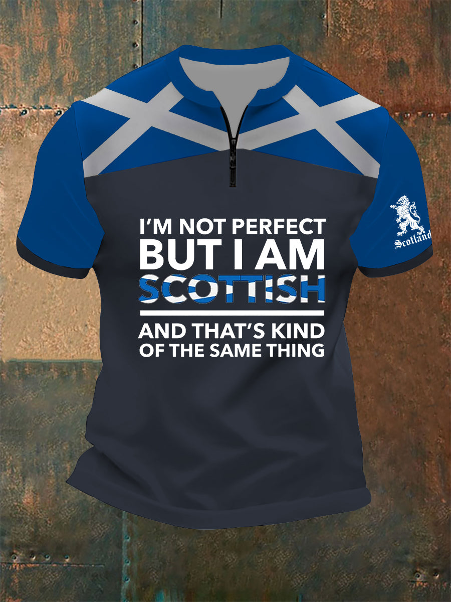 Men's Zip Scottish Flag Short Sleeve T-Shirt