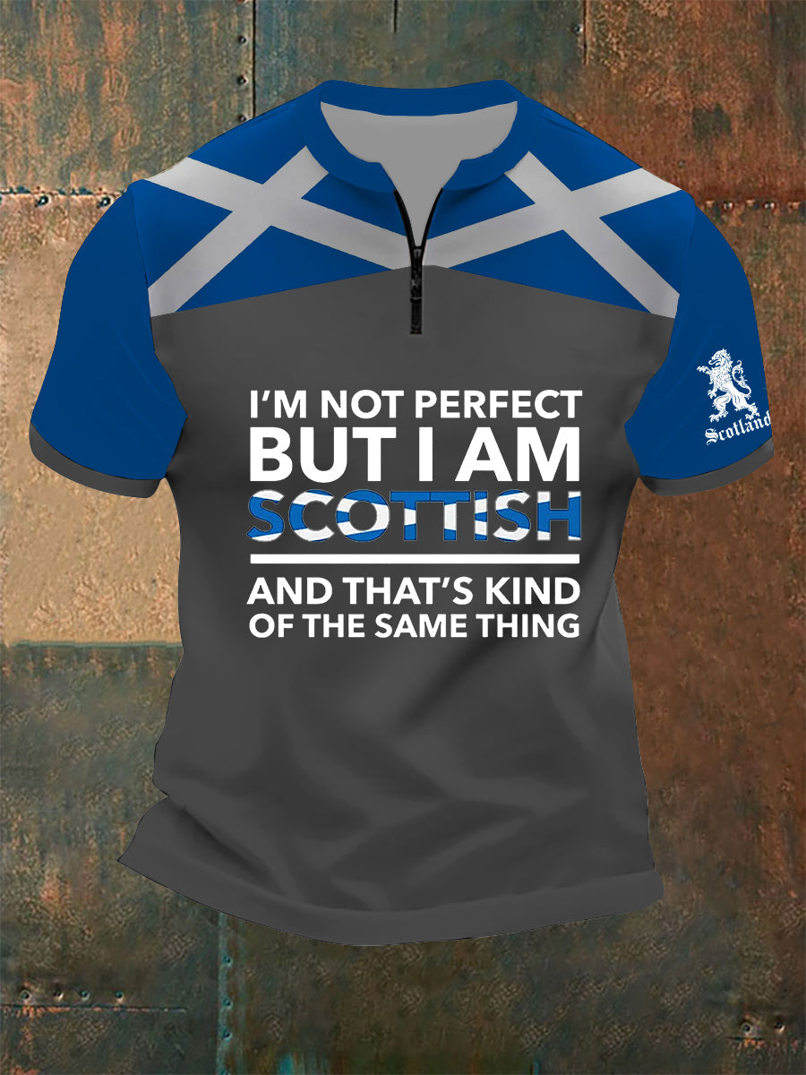 Men's Zip Scottish Flag Short Sleeve T-Shirt