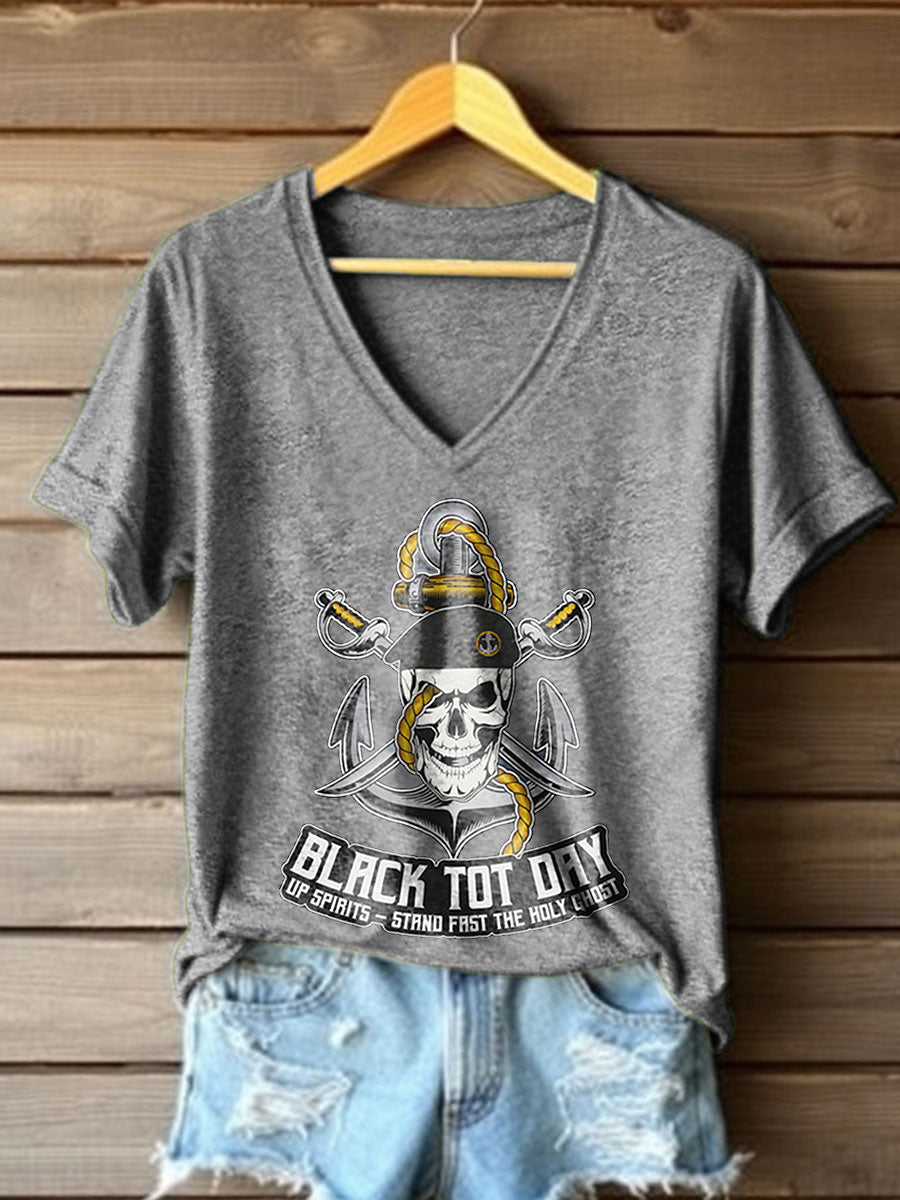Women's Funny Whiskey Beers Black Tot Day Printed T-Shirt
