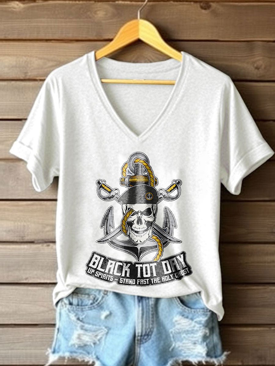 Women's Funny Whiskey Beers Black Tot Day Printed T-Shirt