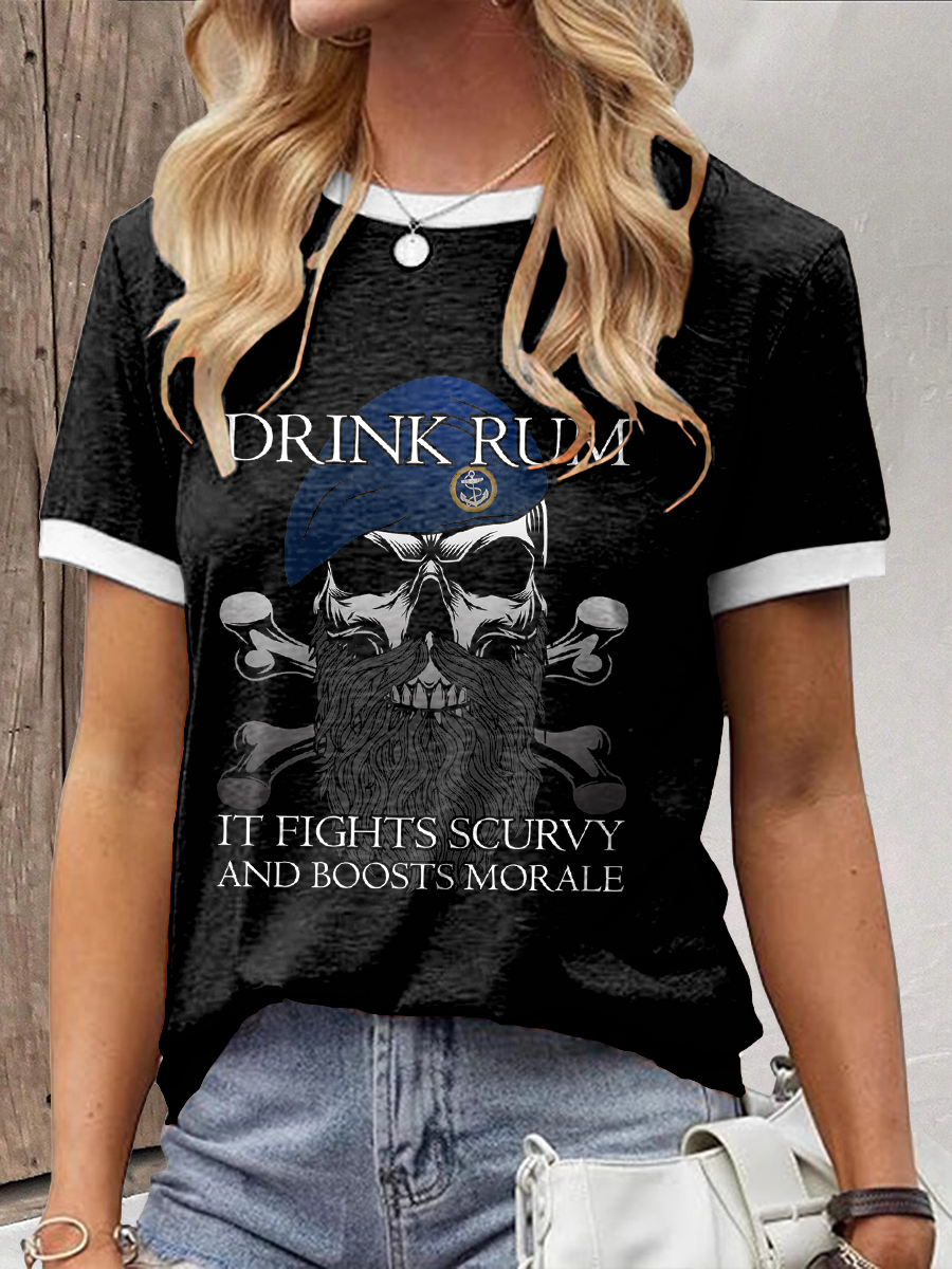Women's Funny Whiskey Beers Printed T-Shirt
