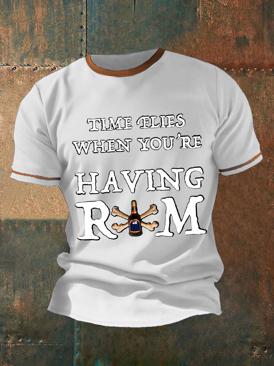 M,en's Funny Navy Veteran Rum Printed T-Shirt