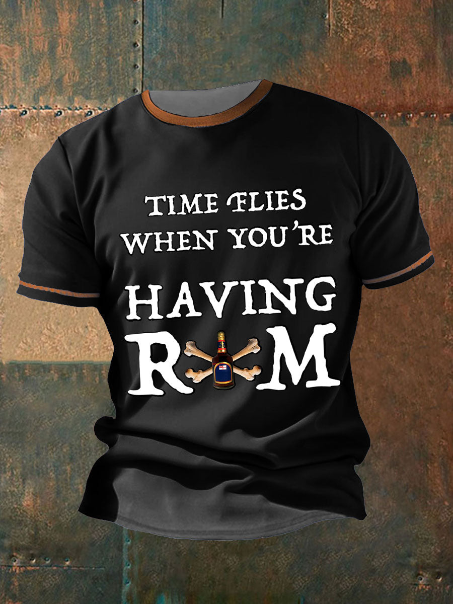 M,en's Funny Navy Veteran Rum Printed T-Shirt