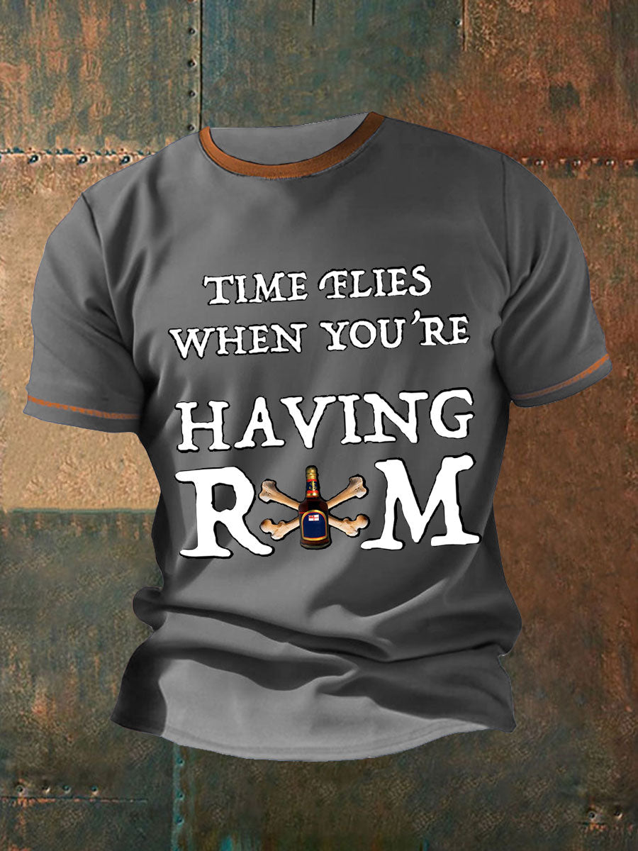 M,en's Funny Navy Veteran Rum Printed T-Shirt