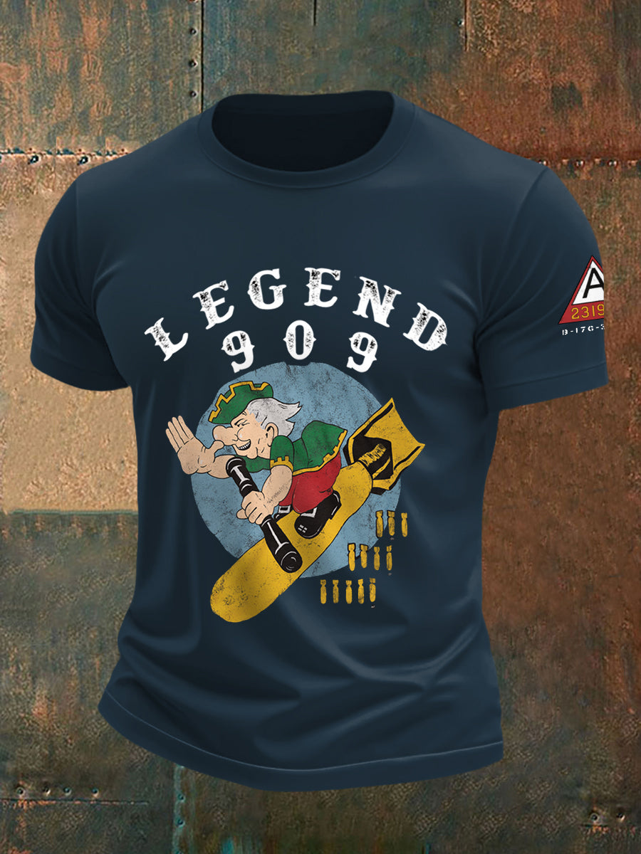 Men's Legendary Fighter 909 Nose Art Print Casual Tee
