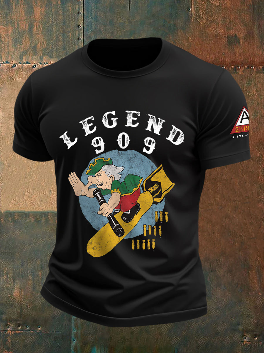 Men's Legendary Fighter 909 Nose Art Print Casual Tee
