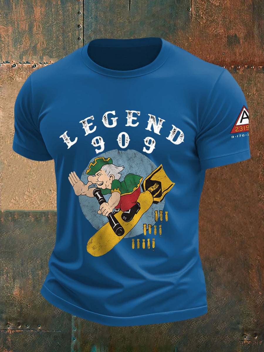 Men's Legendary Fighter 909 Nose Art Print Casual Tee