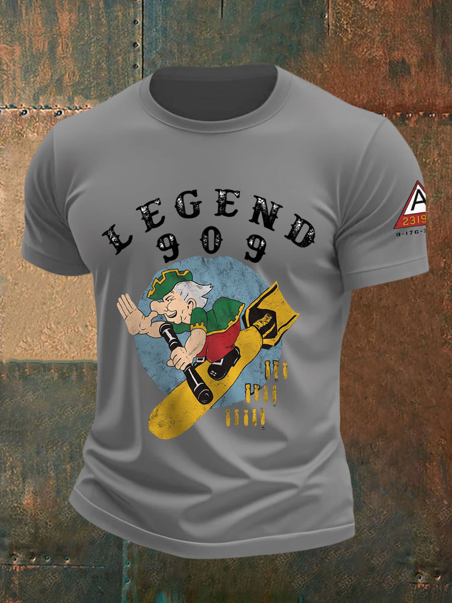 Men's Legendary Fighter 909 Nose Art Print Casual Tee