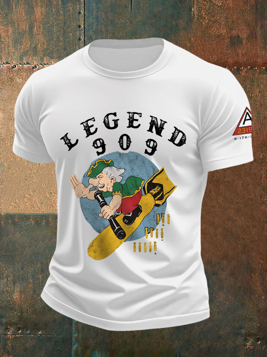 Men's Legendary Fighter 909 Nose Art Print Casual Tee