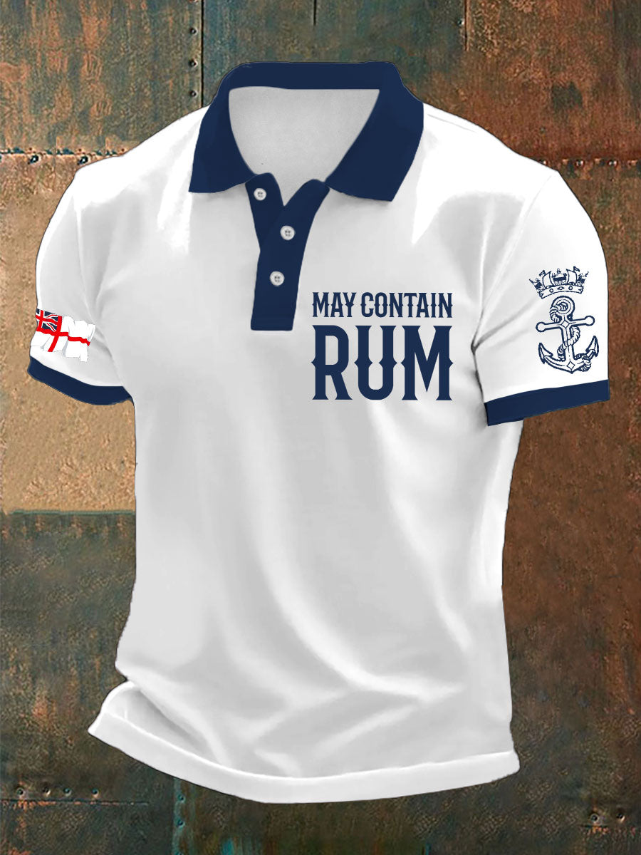 Men's Royal Navy Veteran Rum Lover Printed Casual Tops