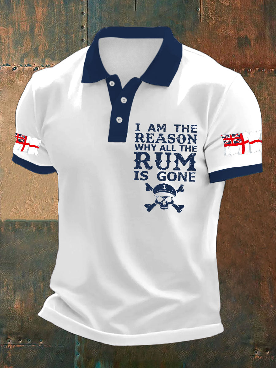 Men's Royal Navy Veteran Rum Lover Printed Casual Tops