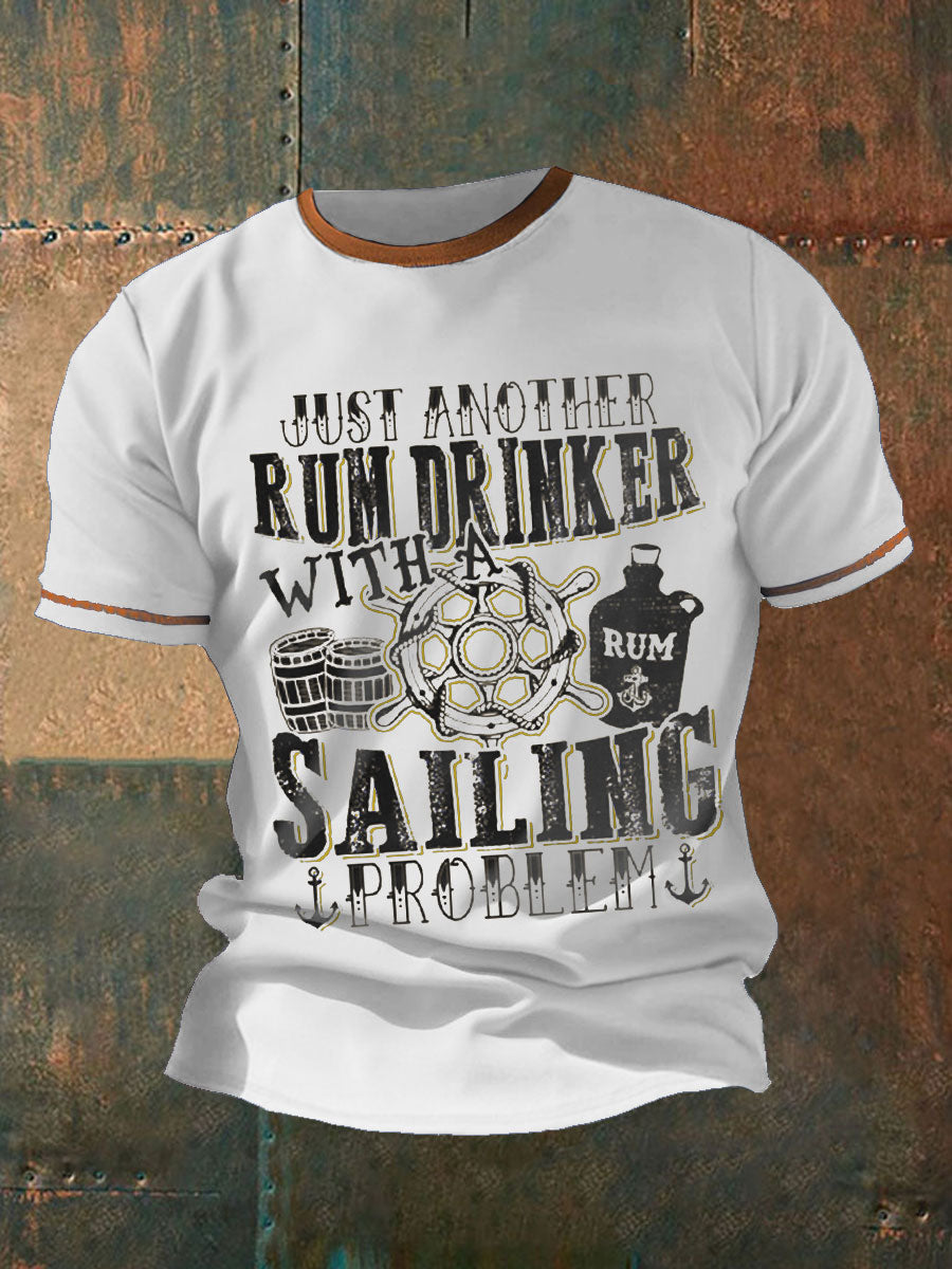 Men's Royal Navy Veteran Rum Lover Printed T-shirt
