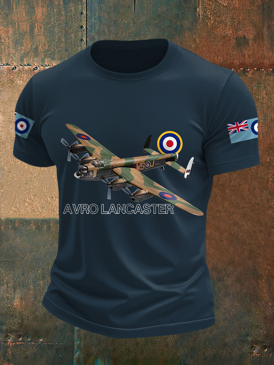 Men's Vintage RAF Avro Lancaster Print Casual Tee