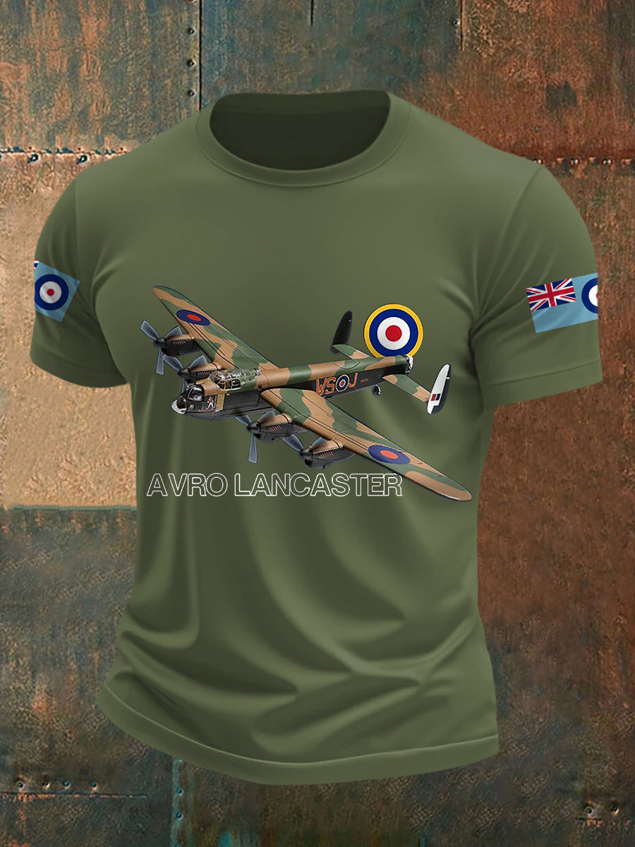 Men's Vintage RAF Avro Lancaster Print Casual Tee