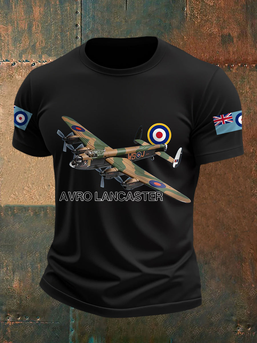 Men's Vintage RAF Avro Lancaster Print Casual Tee