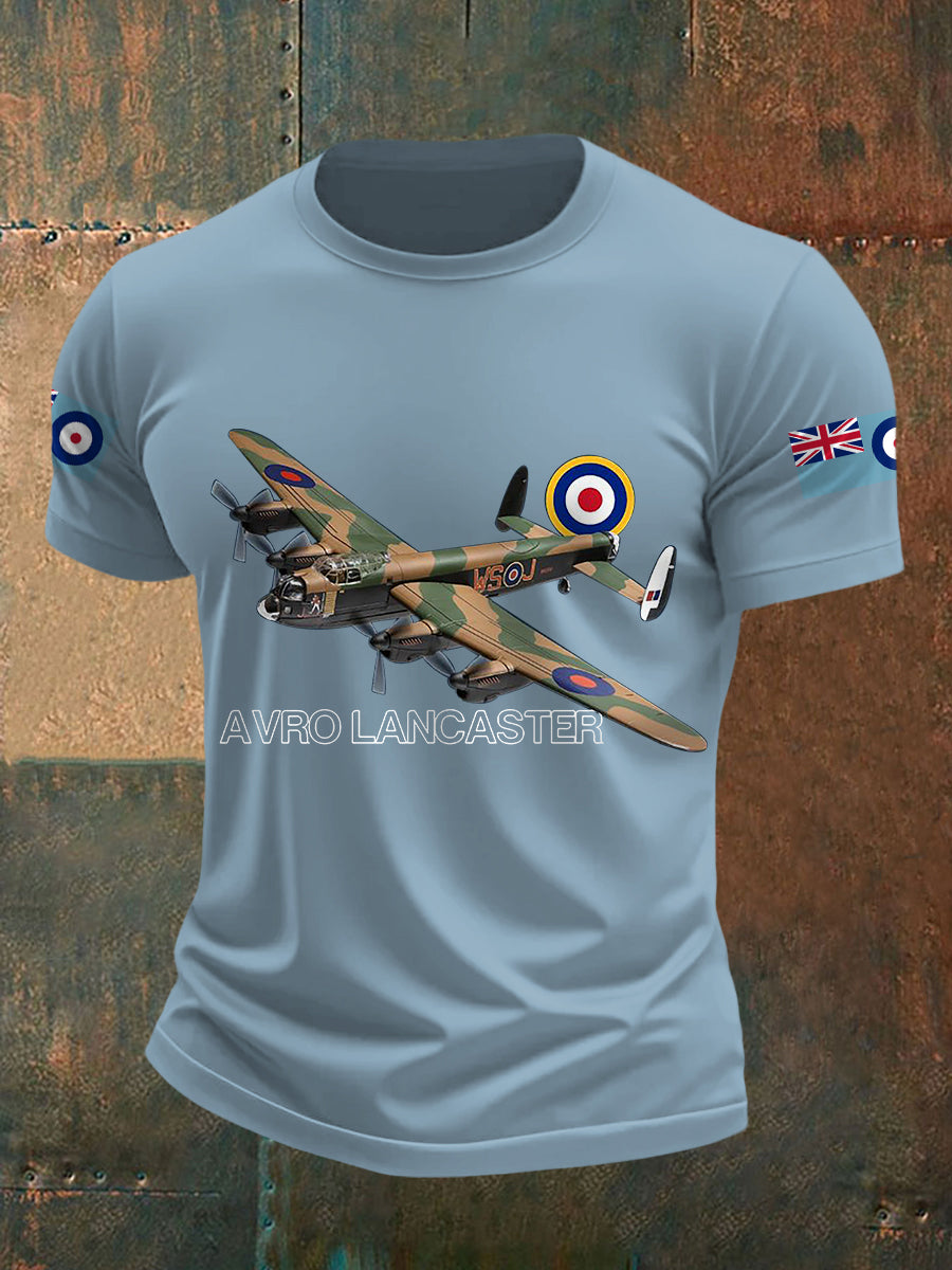 Men's Vintage RAF Avro Lancaster Print Casual Tee