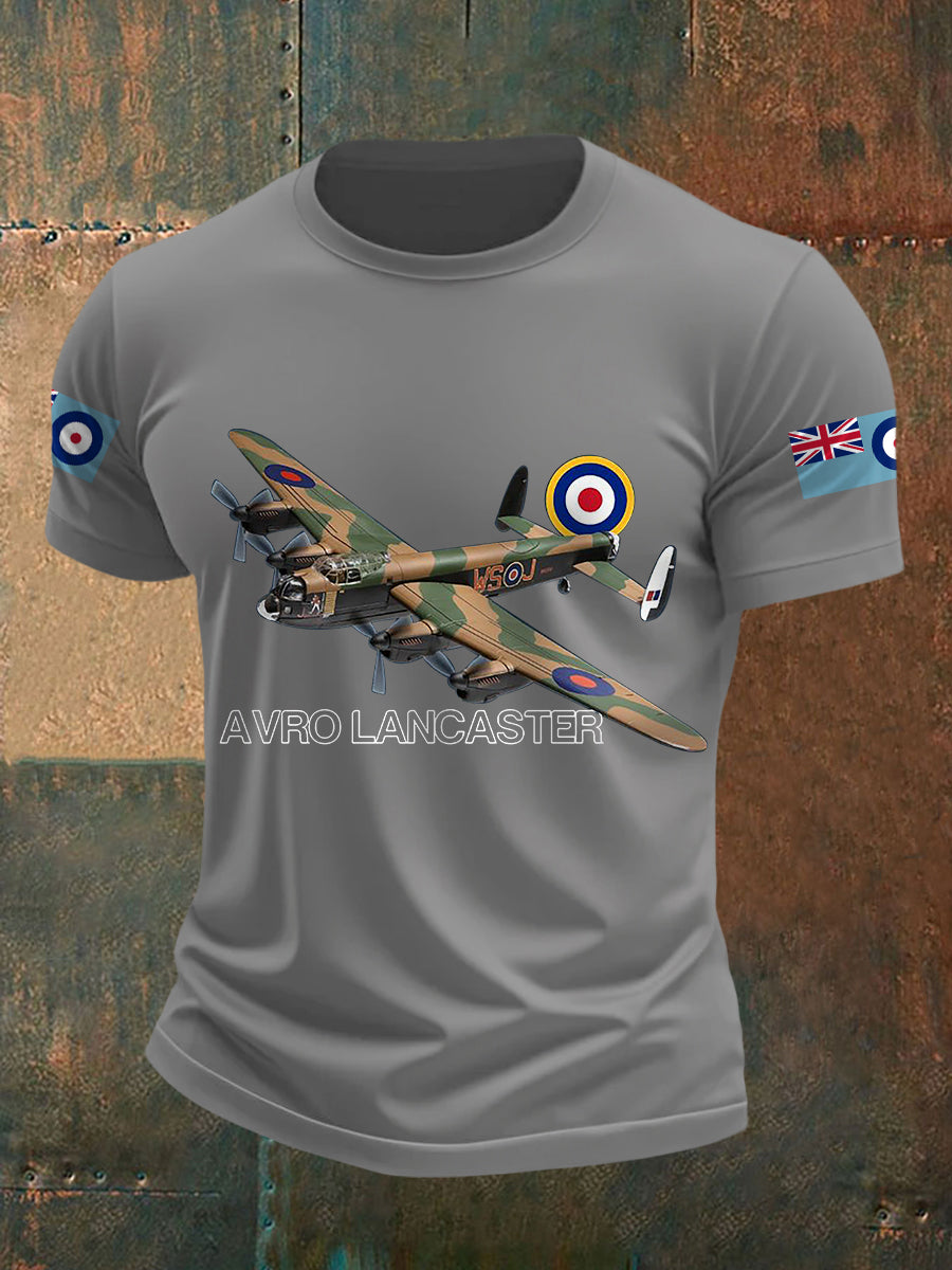 Men's Vintage RAF Avro Lancaster Print Casual Tee