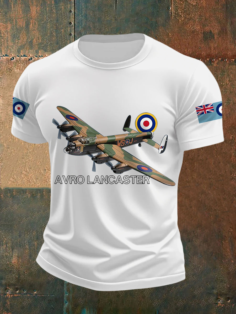 Men's Vintage RAF Avro Lancaster Print Casual Tee