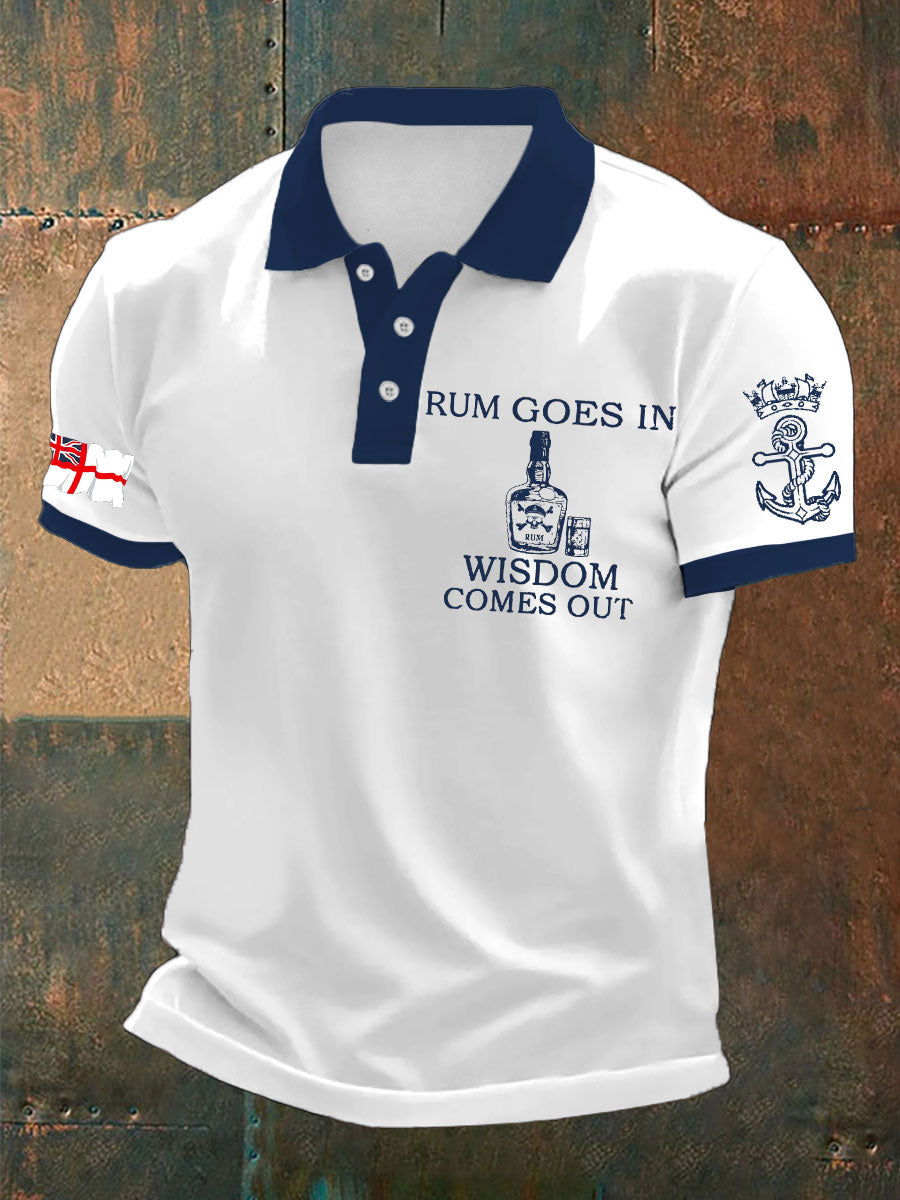 Men's Royal Navy Veteran Rum Lover Printed Casual Tops
