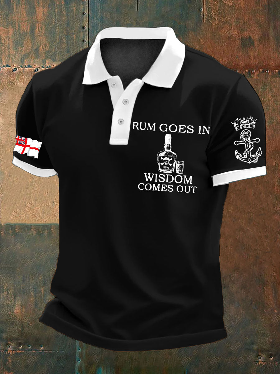 Men's Royal Navy Veteran Rum Lover Printed Casual Tops