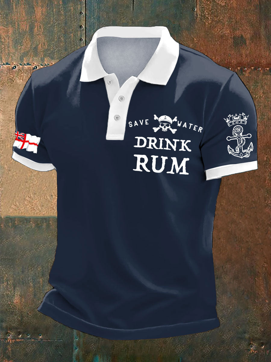 Men's Royal Navy Veteran Rum Lover Printed Casual Tops
