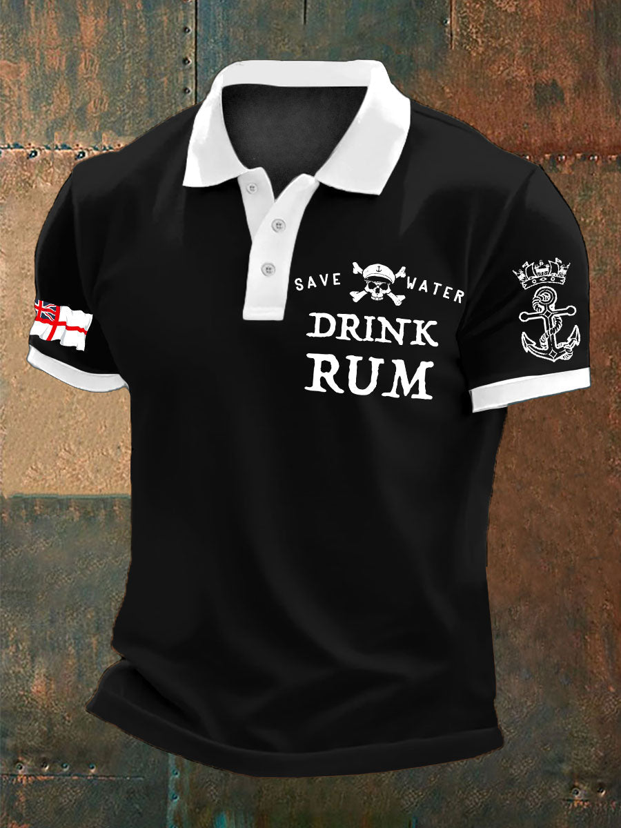 Men's Royal Navy Veteran Rum Lover Printed Casual Tops