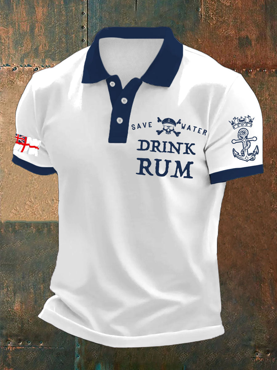 Men's Royal Navy Veteran Rum Lover Printed Casual Tops