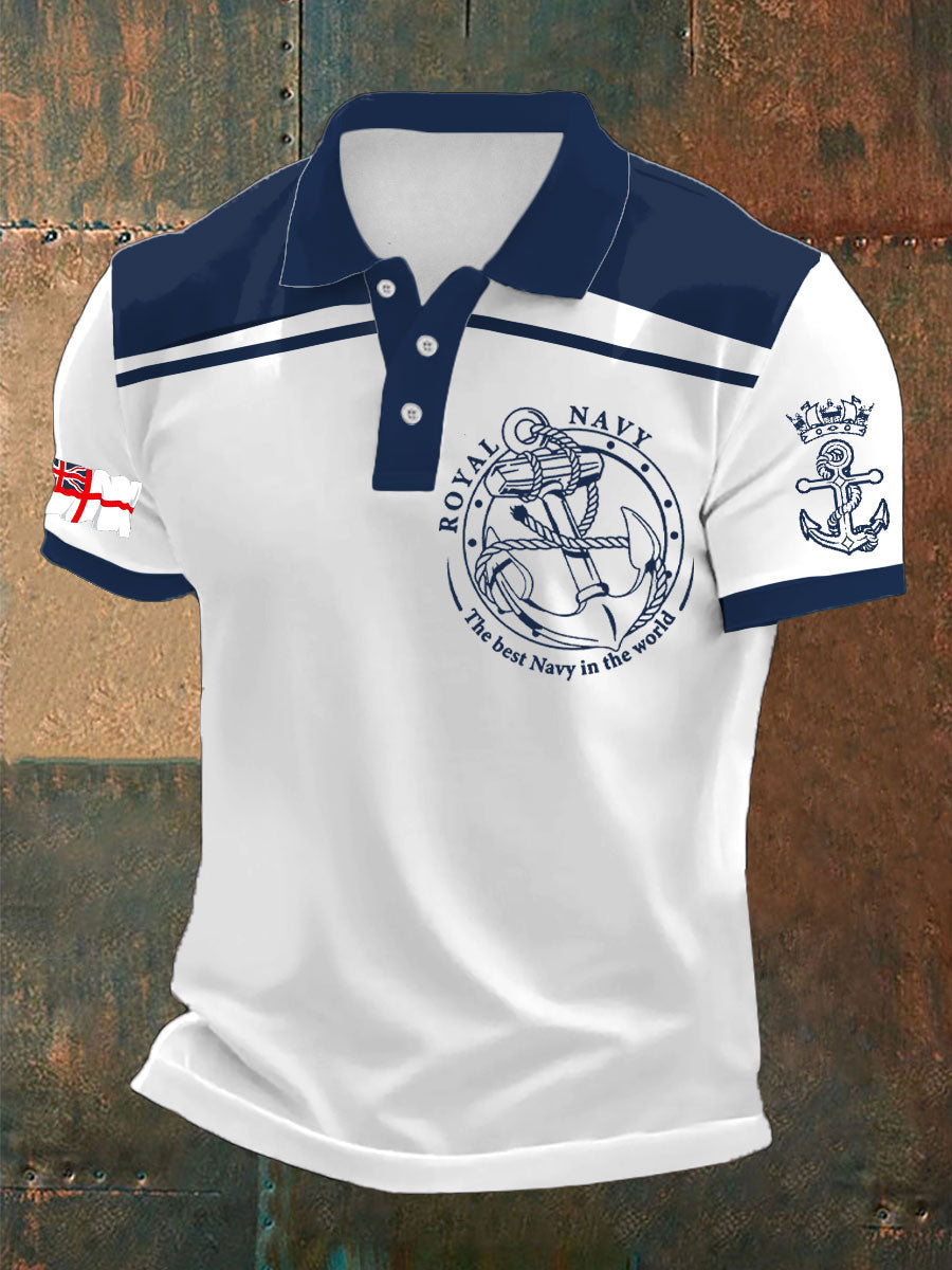 Men's Royal Navy Veteran Printed Casual Tops