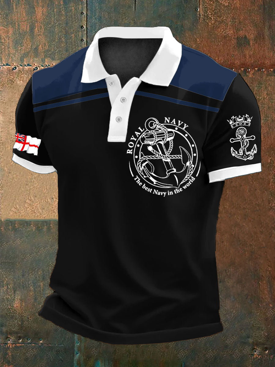 Men's Royal Navy Veteran Printed Casual Tops