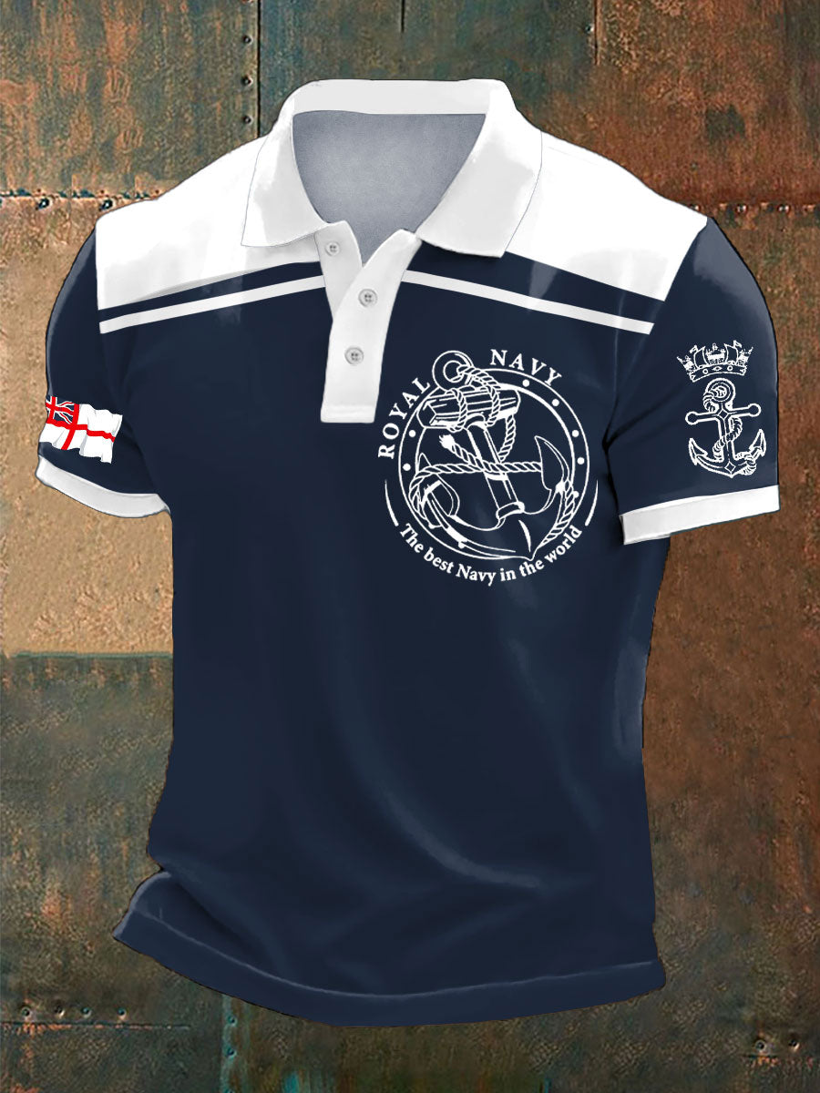 Men's Royal Navy Veteran Printed Casual Tops