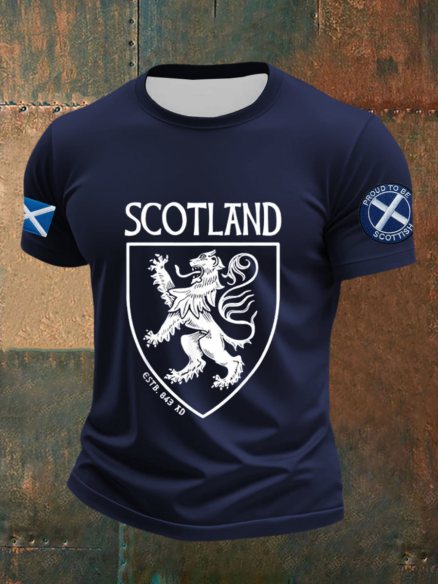Men's Scottish Flag Printed Short Sleeve T-shirt