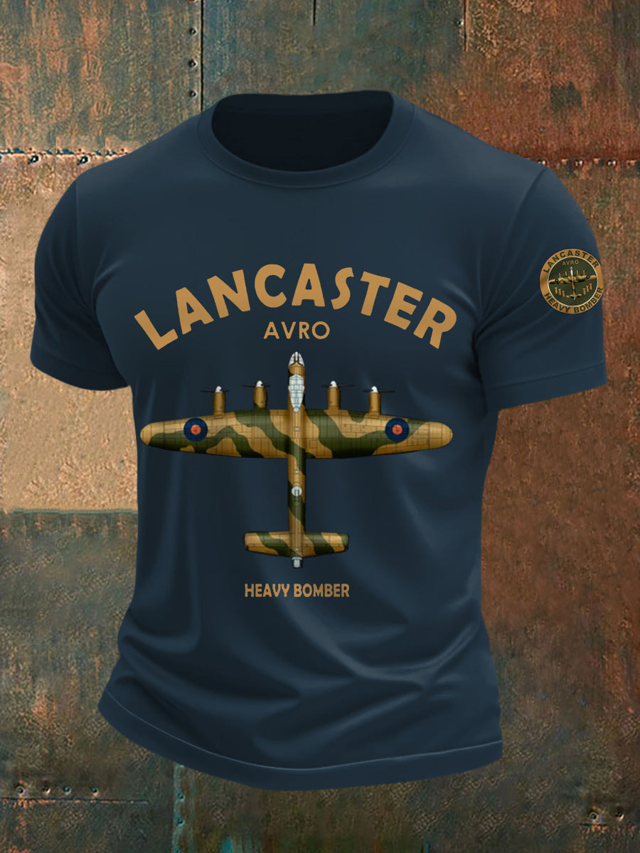 Men's Vintage Avro Lancaster Print Casual Tee