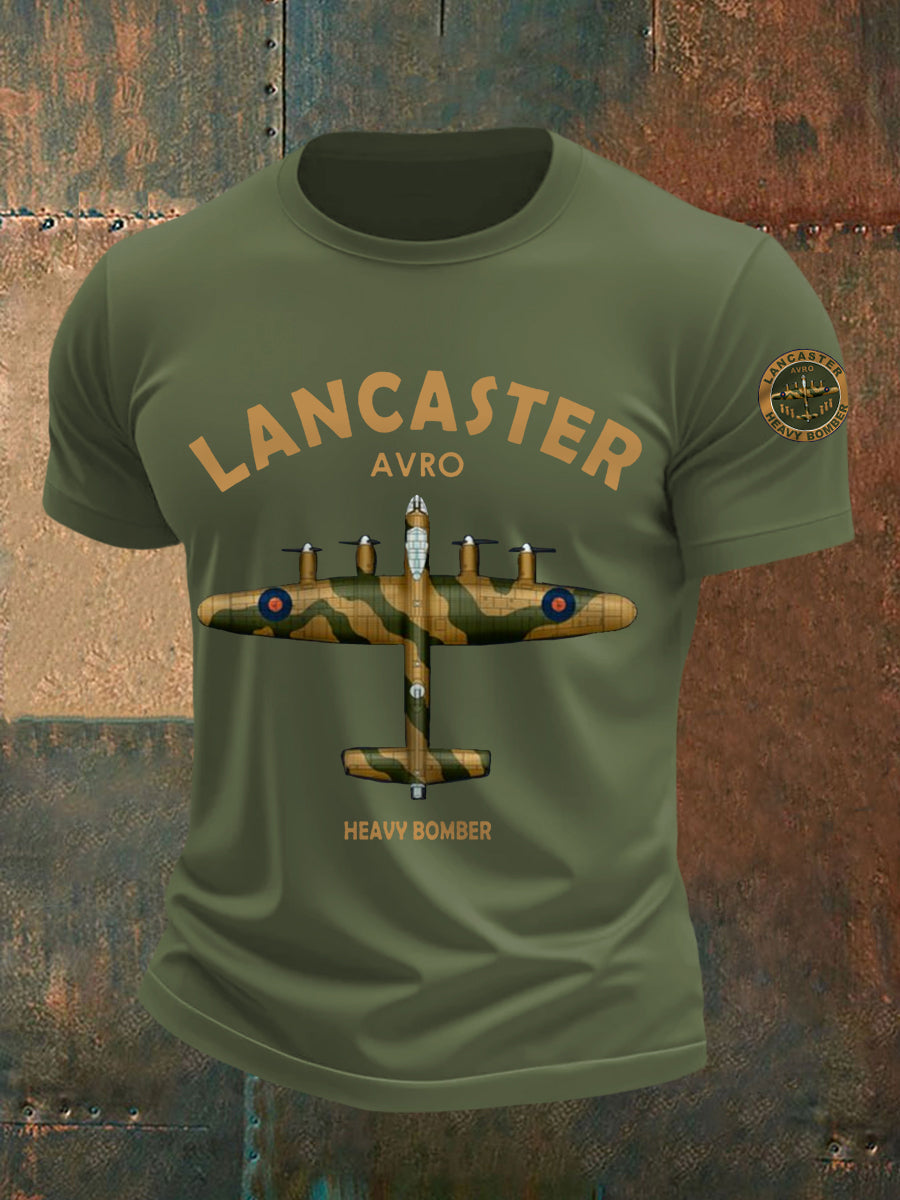 Men's Vintage Avro Lancaster Print Casual Tee