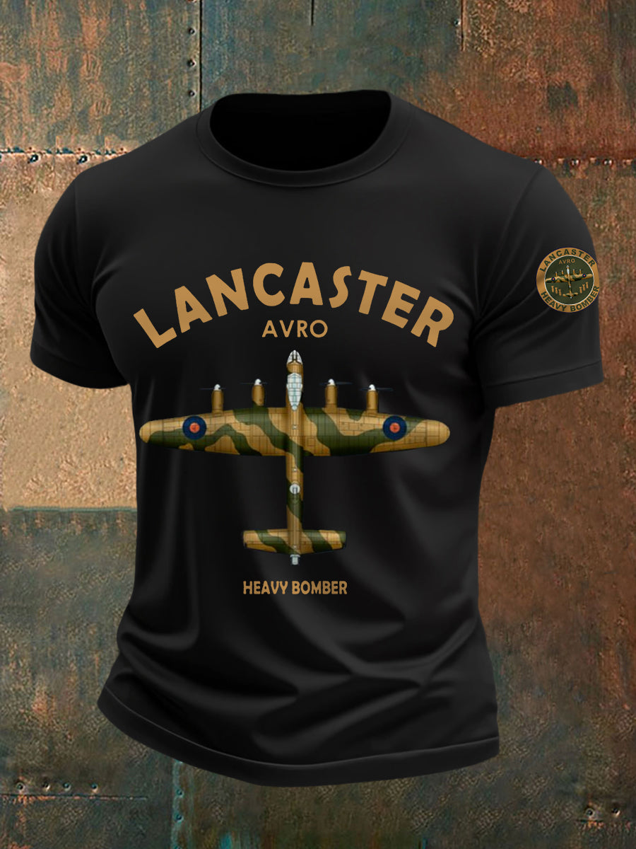 Men's Vintage Avro Lancaster Print Casual Tee