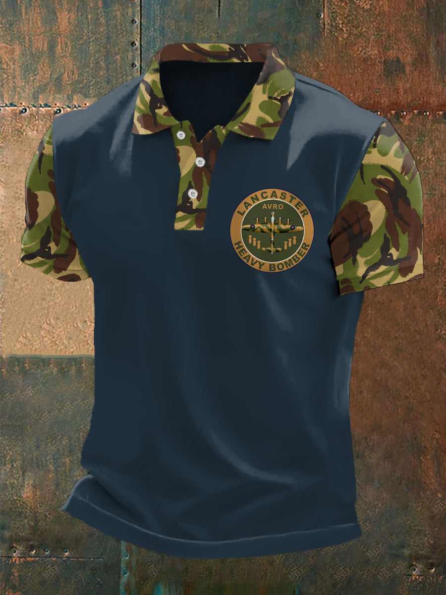 Men's Vintage Avro Lancaster Camouflage Print Top
