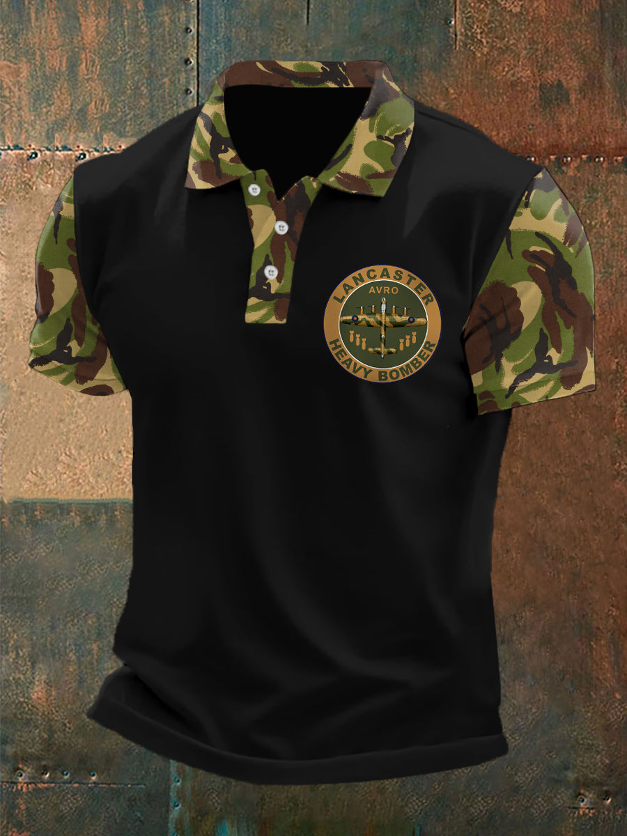 Men's Vintage Avro Lancaster Camouflage Print Top