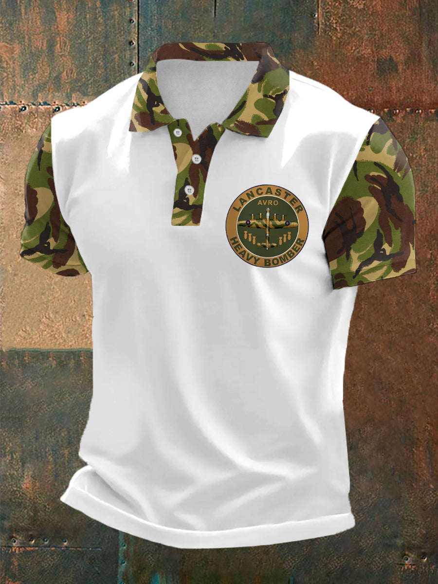 Men's Vintage Avro Lancaster Camouflage Print Top