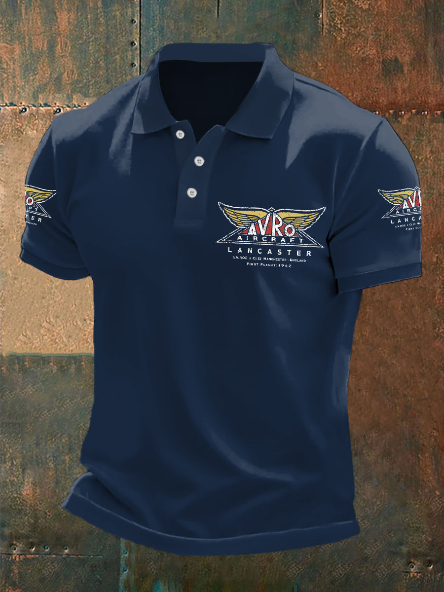 Men's Vintage Avro Lancaster Print Casual Top