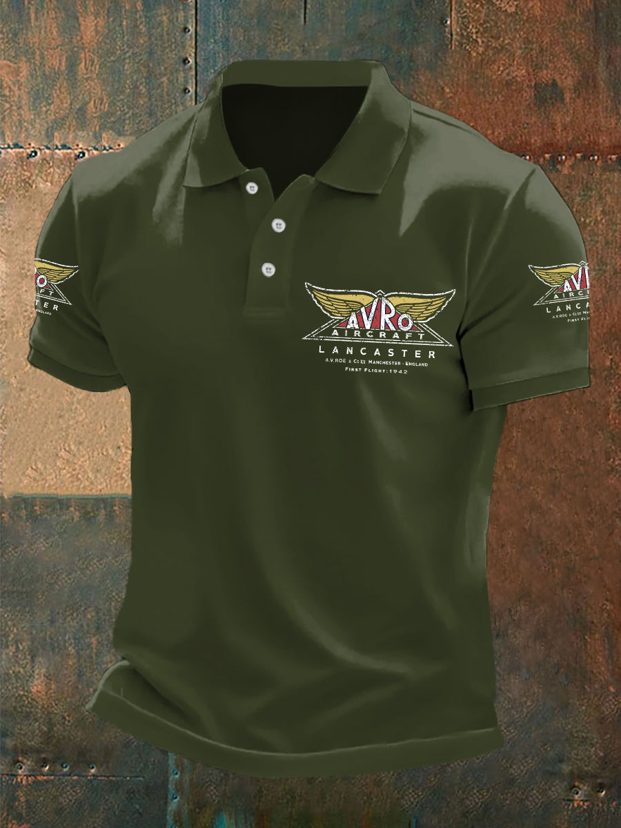 Men's Vintage Avro Lancaster Print Casual Top