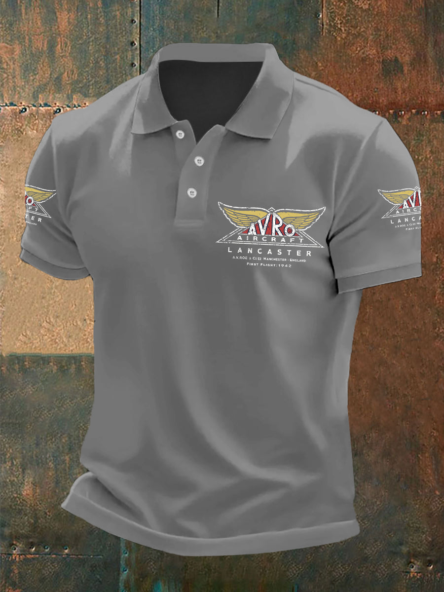 Men's Vintage Avro Lancaster Print Casual Top