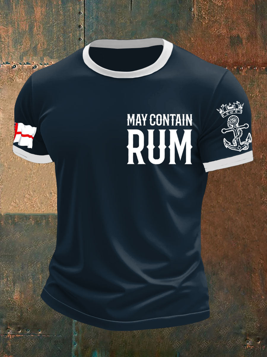 Men's Royal Navy Veteran Rum Lover Printed T-shirt