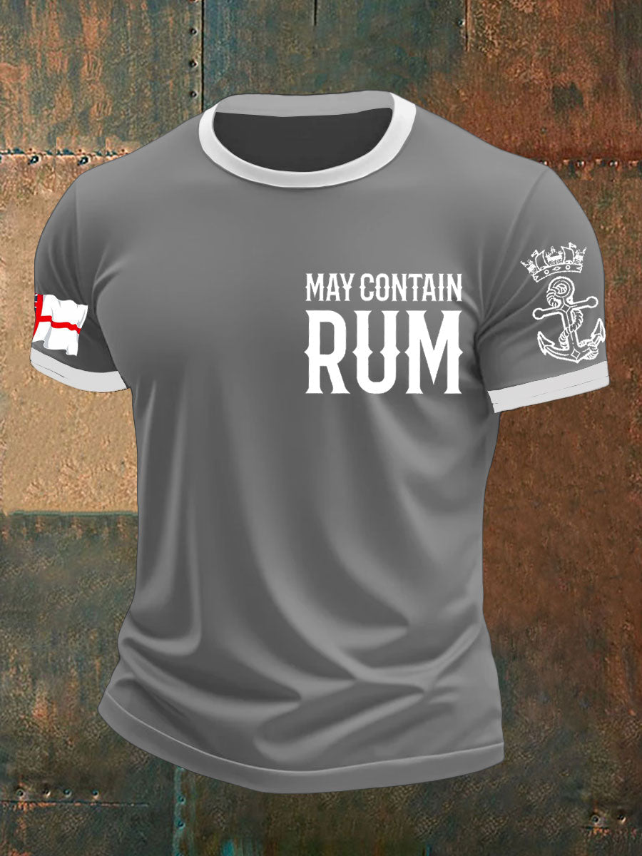 Men's Royal Navy Veteran Rum Lover Printed T-shirt