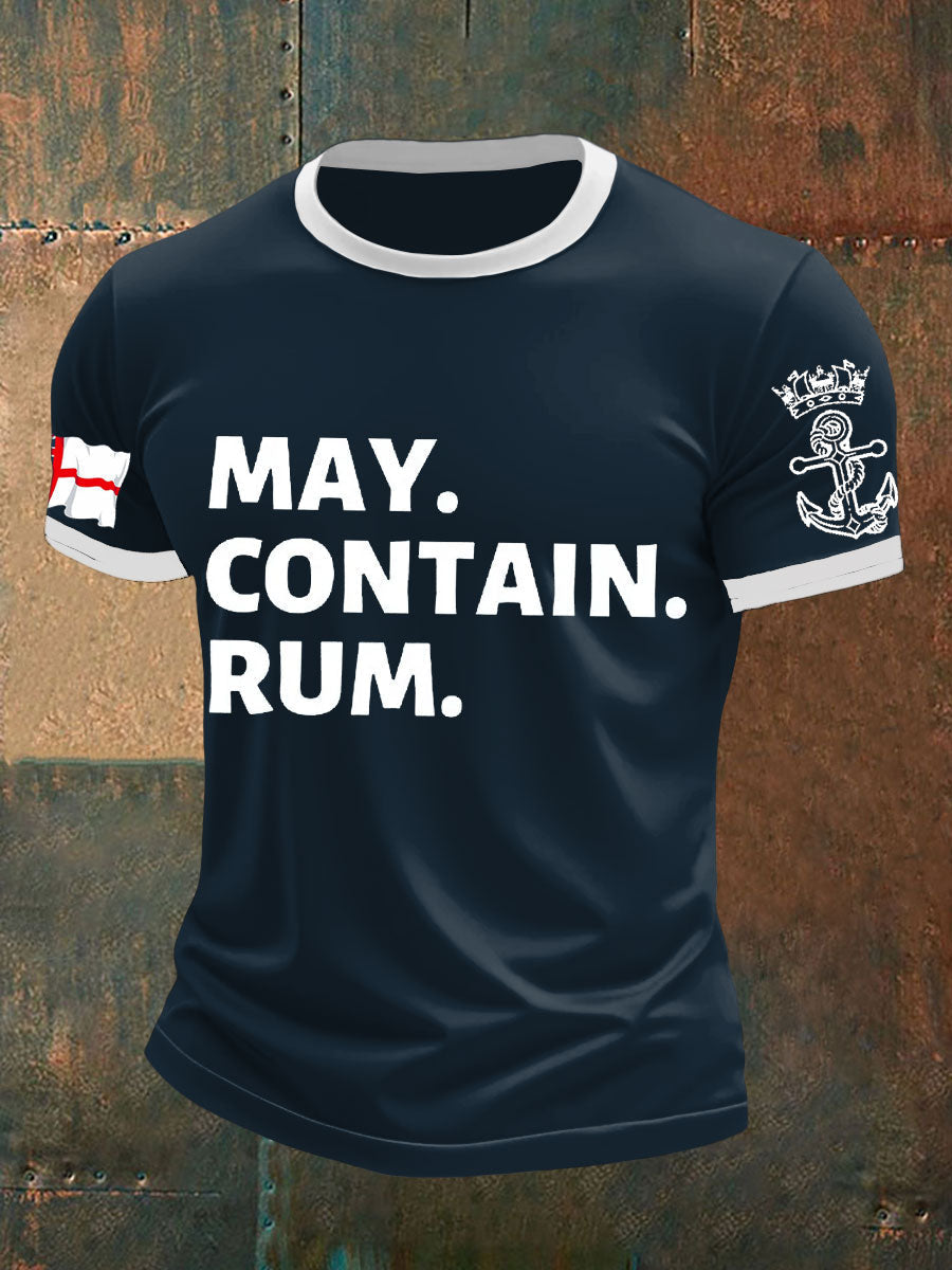 Men's Royal Navy Veteran Rum Lover Printed T-shirt